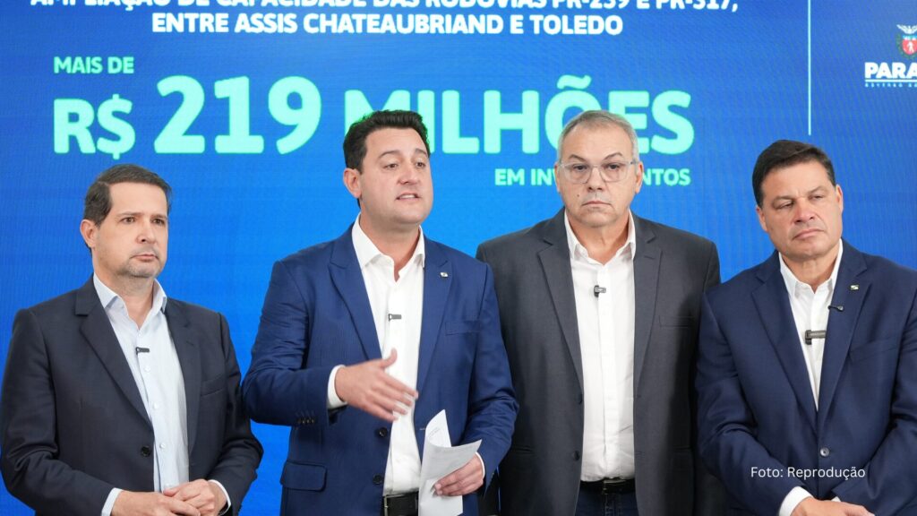 Ratinho Junior e Marcel Micheletto falam do investimento de R$ 219 milhões em rodovia de Assis Chateaubriand a Toledo (Vídeo)