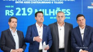 Ratinho Junior e Marcel Micheletto falam do investimento de R$ 219 milhões em rodovia de Assis Chateaubriand a Toledo (Vídeo)
