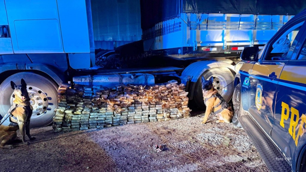 PRF localiza quase 300 quilos de cocaína em tanque de carreta no Paraná (Vídeo)